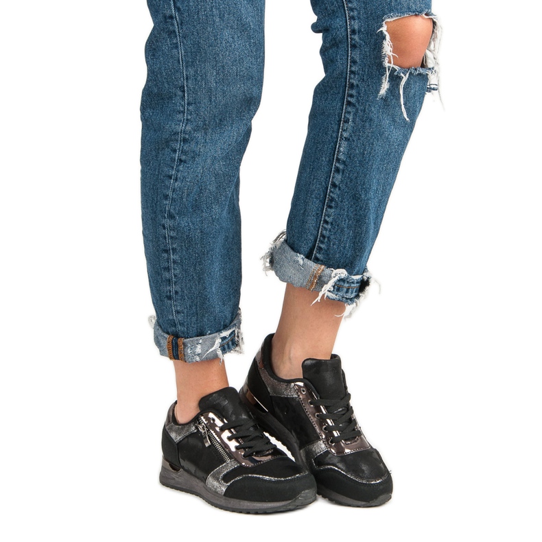 Chaussures de sport avec fermeture éclair décorative le noir gris 2