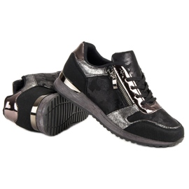 Chaussures de sport avec fermeture éclair décorative noir gris 1