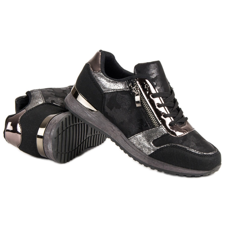 Chaussures de sport avec fermeture éclair décorative le noir gris 1