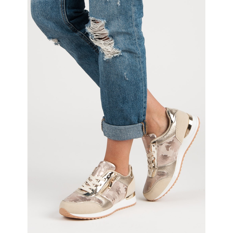 Chaussures de sport avec fermeture éclair décorative jaune rose 2