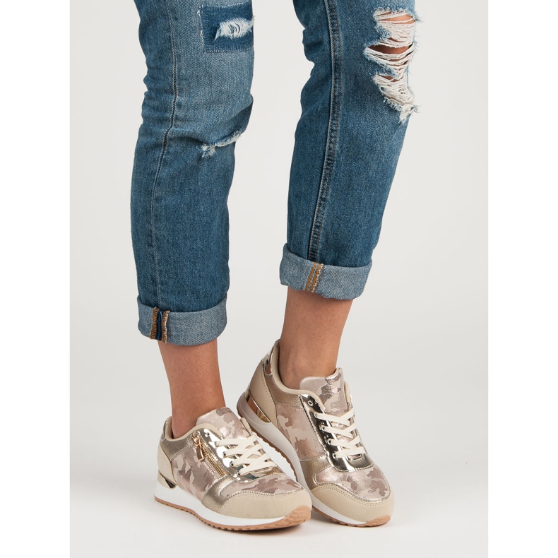 Chaussures de sport avec fermeture éclair décorative jaune rose 1