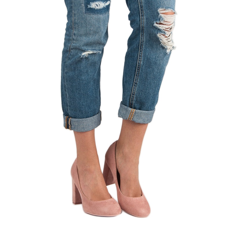 Seastar Escarpins en daim sur un pilier rose 2