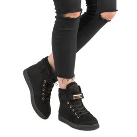 Baskets montantes en daim le noir 7