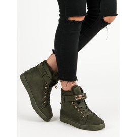 Baskets montantes en daim vert 1