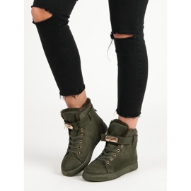 Baskets montantes en daim vert 6