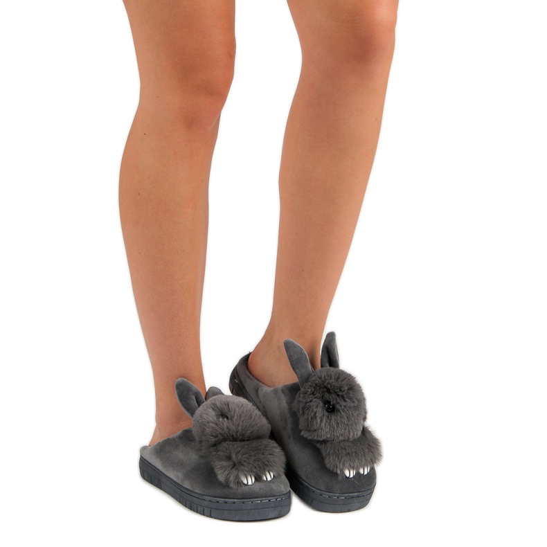 Chaussons chauds gris 1