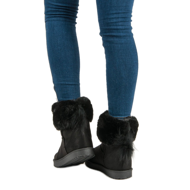 Bottes de neige noires avec fourrure le noir 2