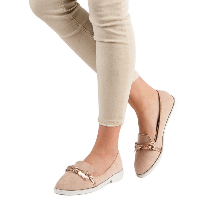 Emaks Mocassins en daim rose 2