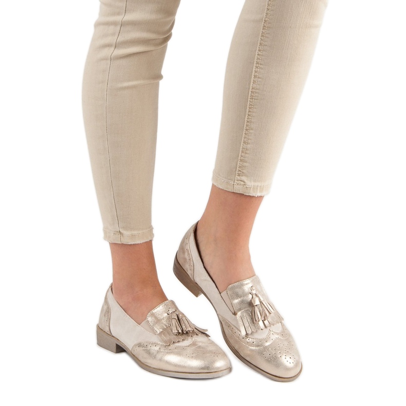 Tina&Co Mocassins à franges jaune 1