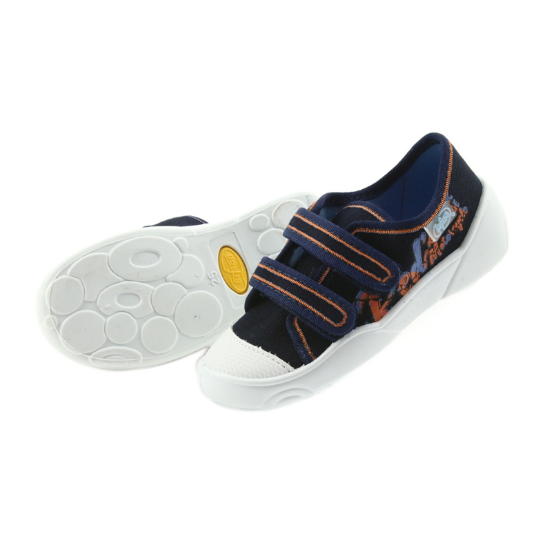 Befado chaussures pour enfants baskets pantoufles 907P094 bleu marin orange blanche 5