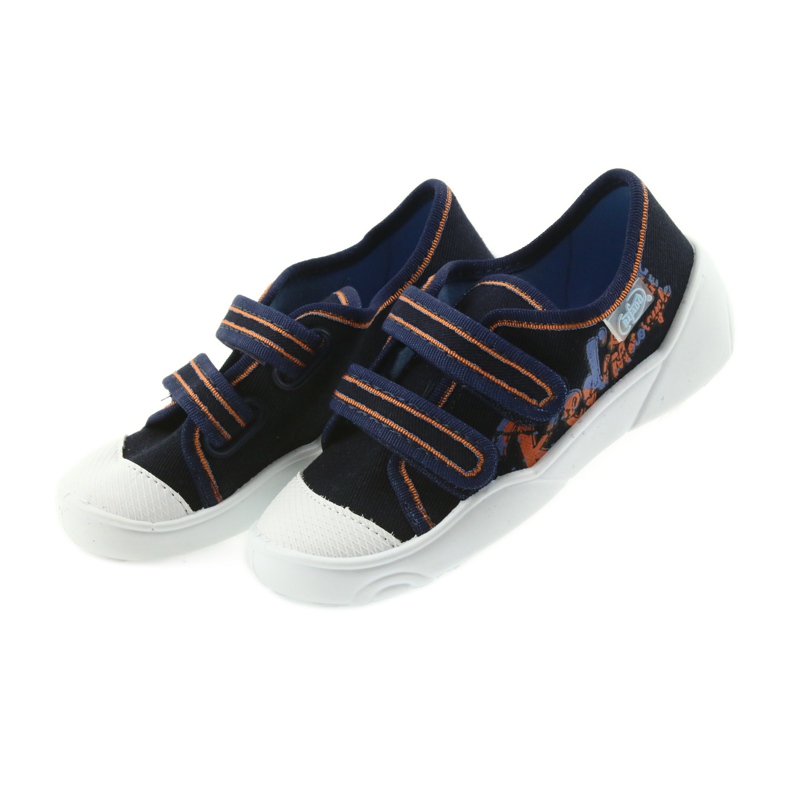Befado chaussures pour enfants baskets pantoufles 907P094 bleu marine orange blanc 4