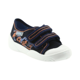 Befado chaussures pour enfants baskets pantoufles 907P094 bleu marin orange blanche 2