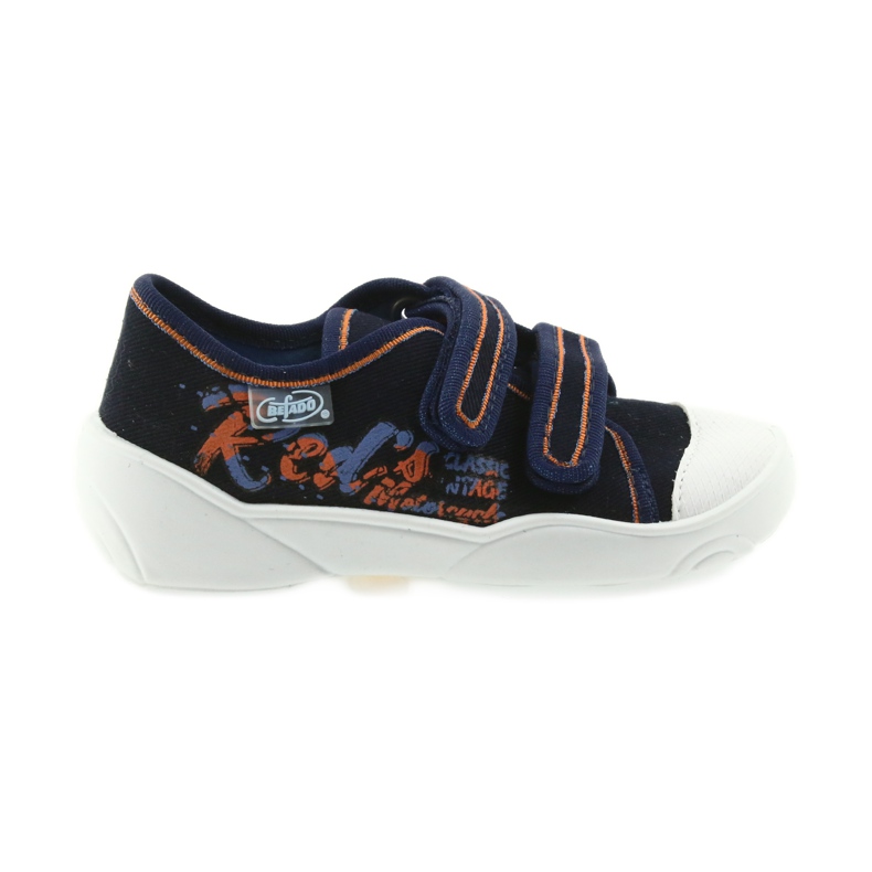 Befado chaussures pour enfants baskets pantoufles 907P094 bleu marin orange blanche 1