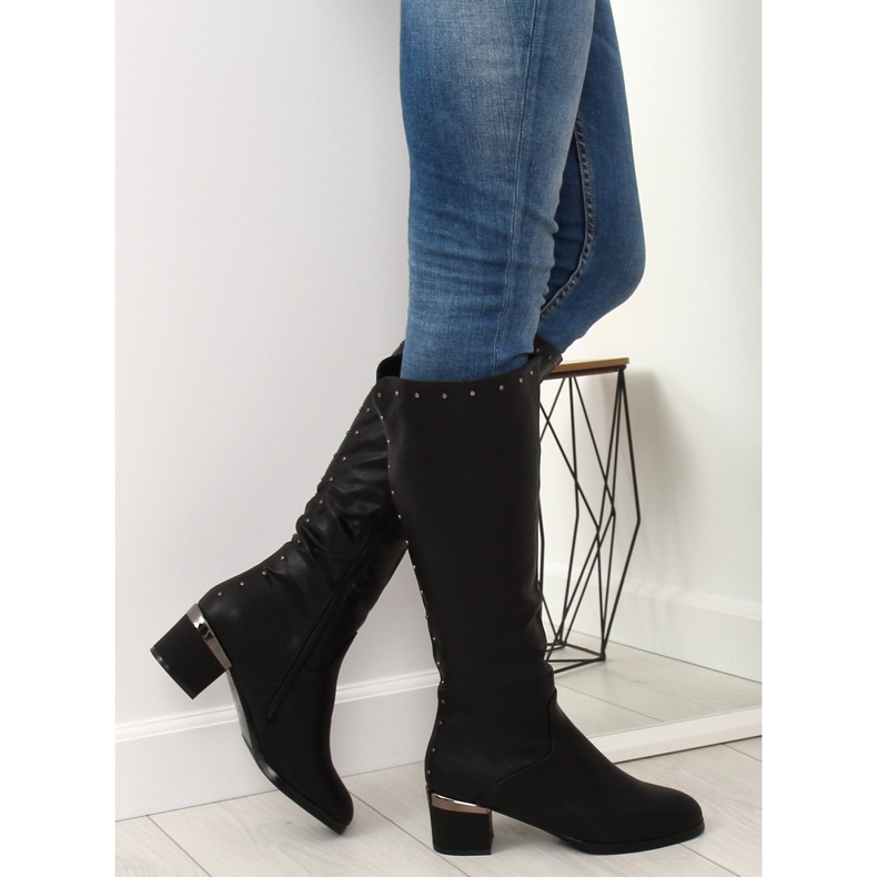 Bottes noires sur un talon confortable SG-199 Noir le noir 1