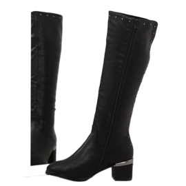 Bottes noires sur un talon confortable SG-199 Noir le noir 2