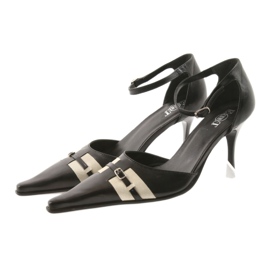 Eksbut Sandales en cuir noir 076 sur une épingle le noir 4