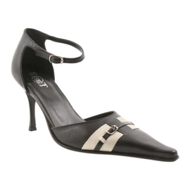 Eksbut Sandales en cuir noir 076 sur une épingle le noir 1
