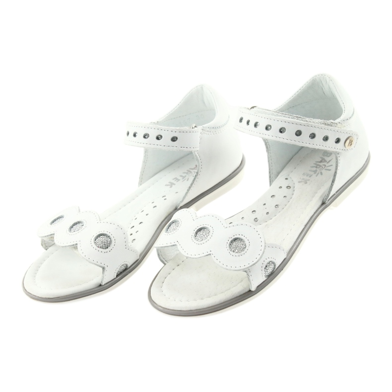 Bartek Sandales en cuir fille blanche avec roues en argent 4