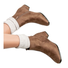 Super Mode Bottines beiges à talon plat 1