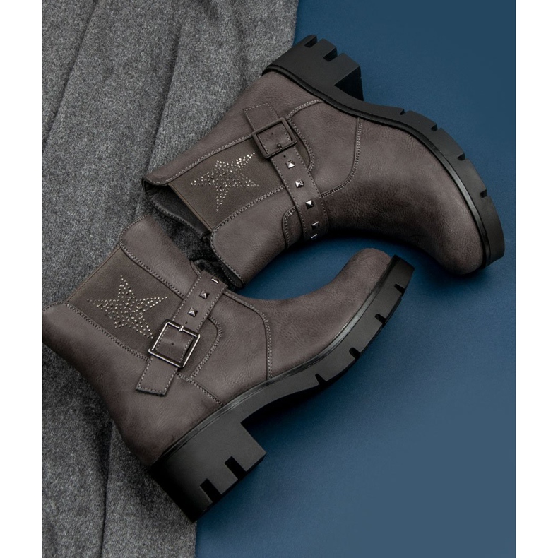 Groto Gogo Bottes de rock sur la plate-forme gris 2