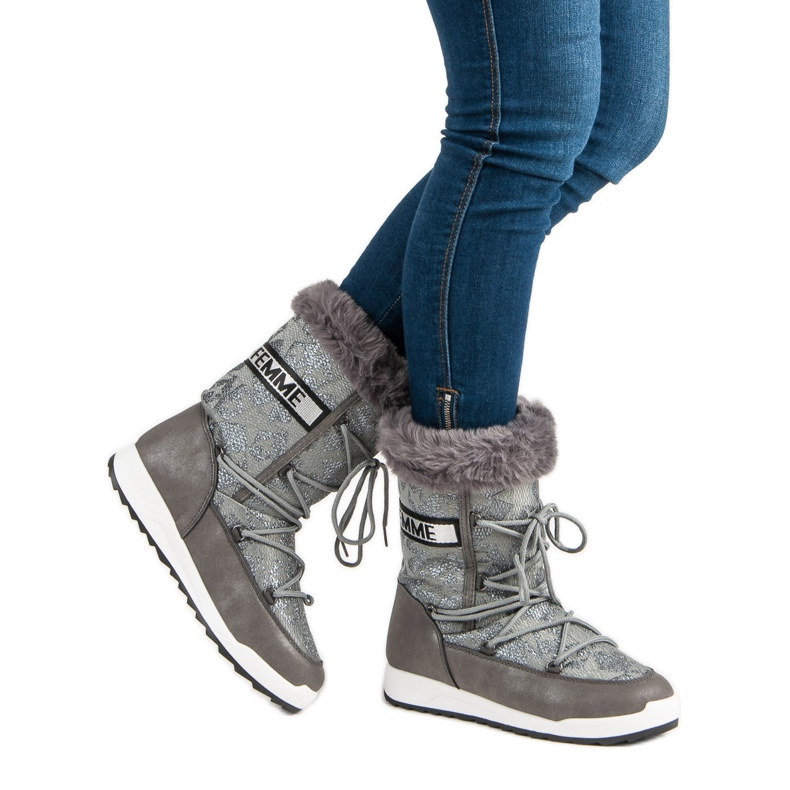 Bottes de neige hautes gris 2 Bottes de neige hautes gris 2