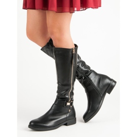 Super Me Bottes noires avec une fermeture éclair 1