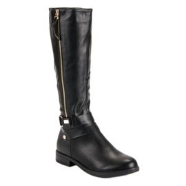 Super Me Bottes noires avec une fermeture éclair le noir 2