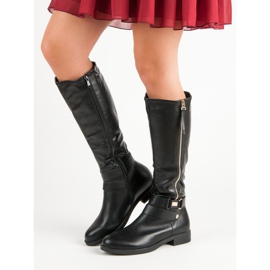 Super Me Bottes noires avec une fermeture éclair le noir 4