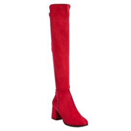 Super Me Bottines en daim rouge 4