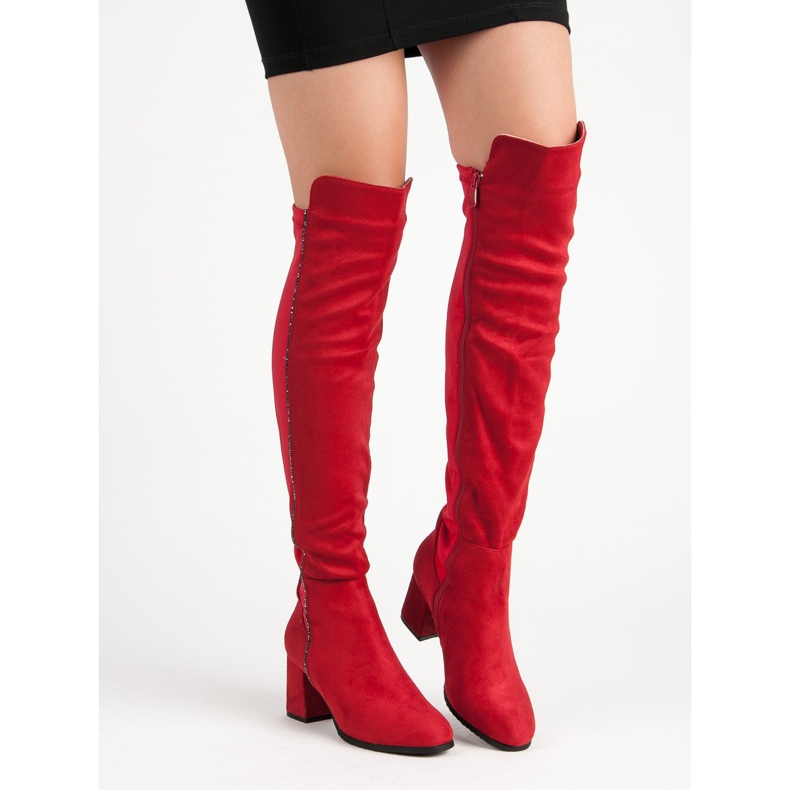 Super Me Bottines en daim rouge 2