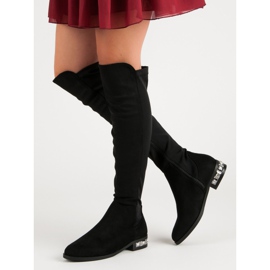 Super Me Bottes à talons plats le noir 1