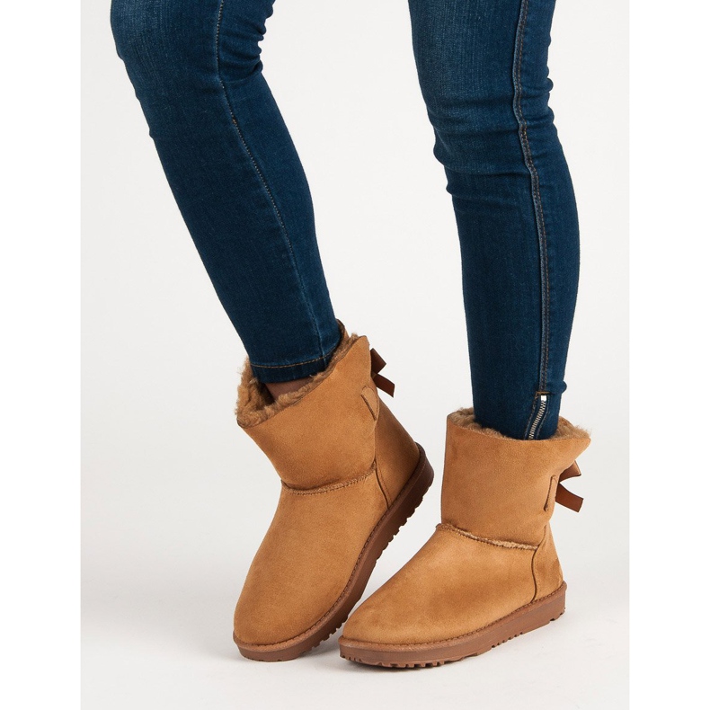 Bottes de neige camel avec un nœud brun 1