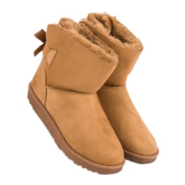 Bottes de neige camel avec un nœud brun 3