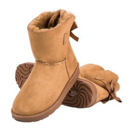 Bottes de neige camel avec un nœud brun 4