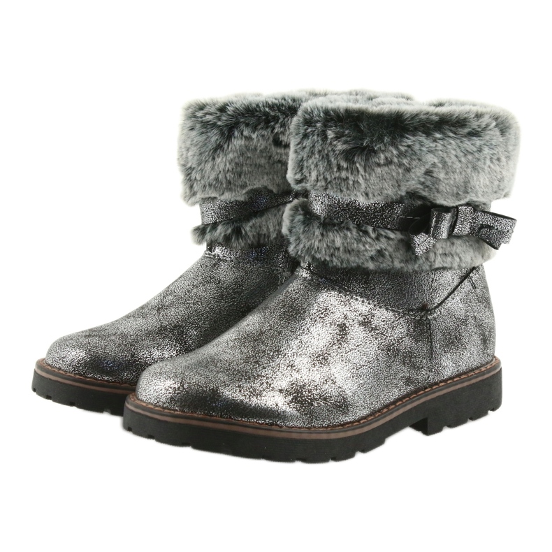 American Club Bottes américaines bottes d'hiver avec fourrure 17042 noir gris 3