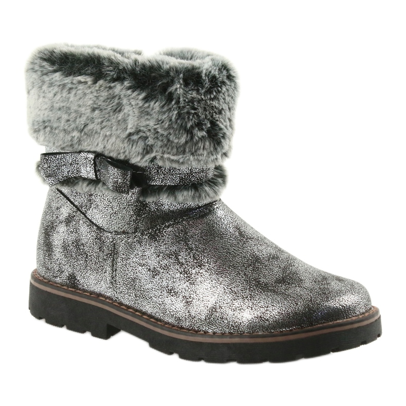 American Club Bottes américaines bottes d'hiver avec fourrure 17042 le noir gris 1