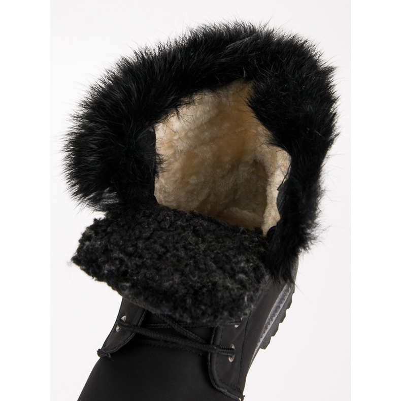 Queentina Trappeurs noirs avec fourrure le noir 2