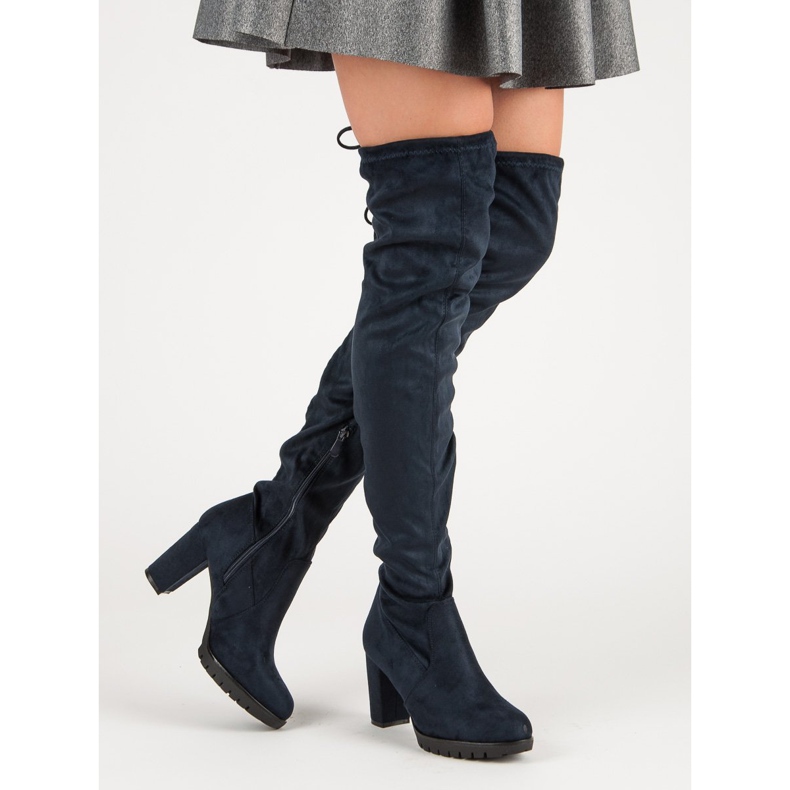 SDS Cuissardes en daim sur la plateforme bleu 2