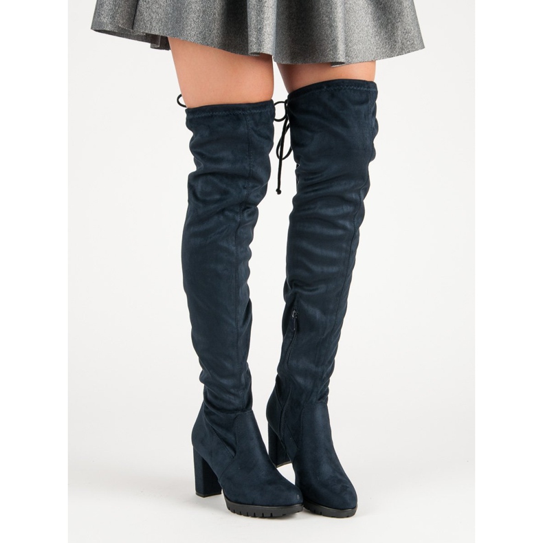 SDS Cuissardes en daim sur la plateforme bleu 1