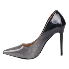 Small Swan Talons hauts laqués à la mode le noir gris 4