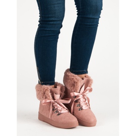 Bottes de neige roses avec fourrure 1 Bottes de neige roses avec fourrure 1