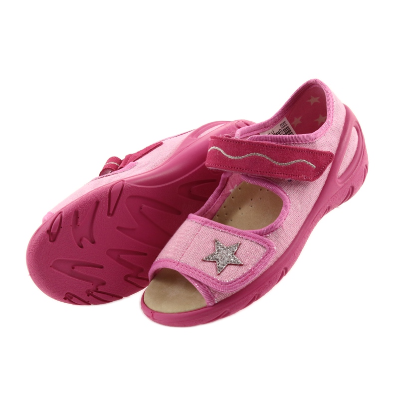 Befado chaussures pour enfants sandales un insert en cuir 433X032 rose gris 4 Befado chaussures pour enfants sandales un insert en cuir 433X032 rose gris 4