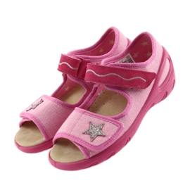 Befado chaussures pour enfants sandales un insert en cuir 433X032 rose gris 3 Befado chaussures pour enfants sandales un insert en cuir 433X032 rose gris 3