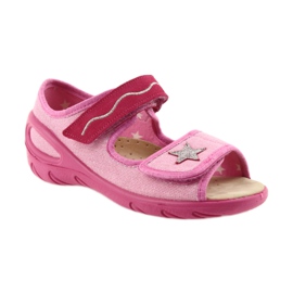 Befado chaussures pour enfants sandales un insert en cuir 433X032 rose gris 1 Befado chaussures pour enfants sandales un insert en cuir 433X032 rose gris 1