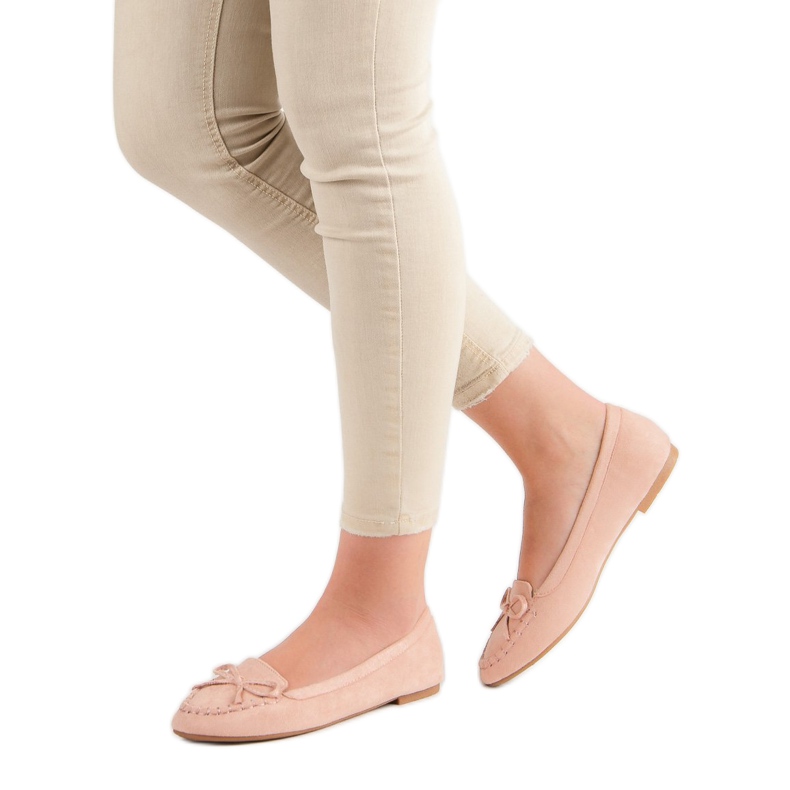 Small Swan Mocassins Roses Avec Un Noeud 1