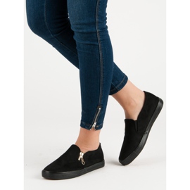 Sport Slipons en daim avec une fermeture éclair le noir 6