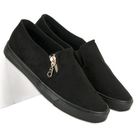 Sport Slipons en daim avec une fermeture éclair le noir 4