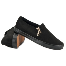 Sport Slipons en daim avec une fermeture éclair le noir 3
