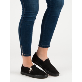 Sport Slipons en daim avec une fermeture éclair le noir 5