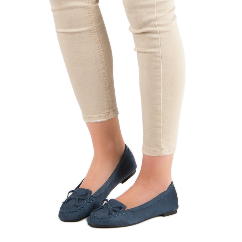 Small Swan Mocassins bleu marine à nœud 1